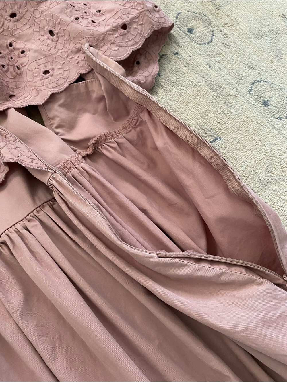 En Saison Barnette Maxi Dress Dusty Rose Mauve Cotton Eyelet Open Back Pockets - Picture 9 of 16